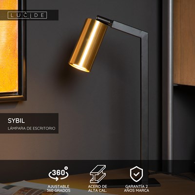 Lucide SYBIL - Lámpara de escritorio - 1xGU10 - Negro